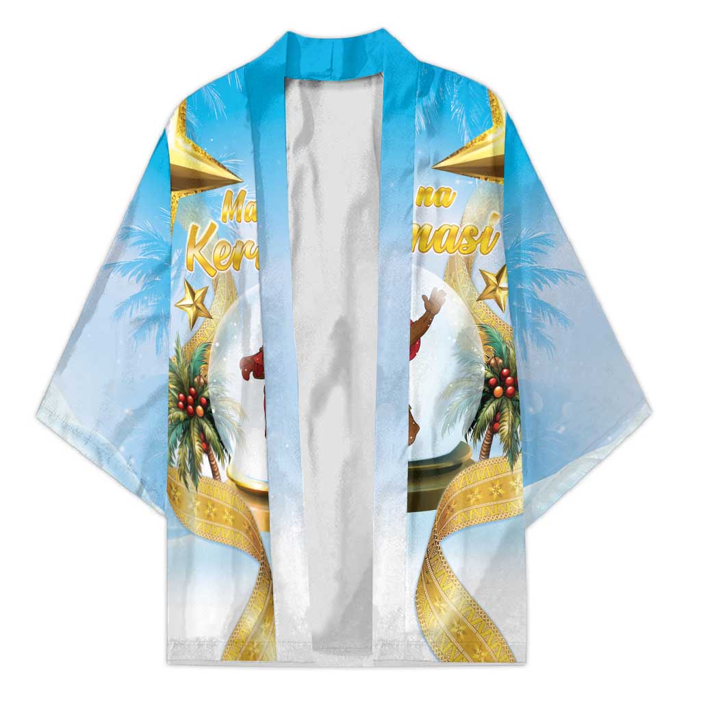 Fiji Christmas Kimono Snow Globe With Fijian Santa LT05 Unisex Blue - Polynesian Pride