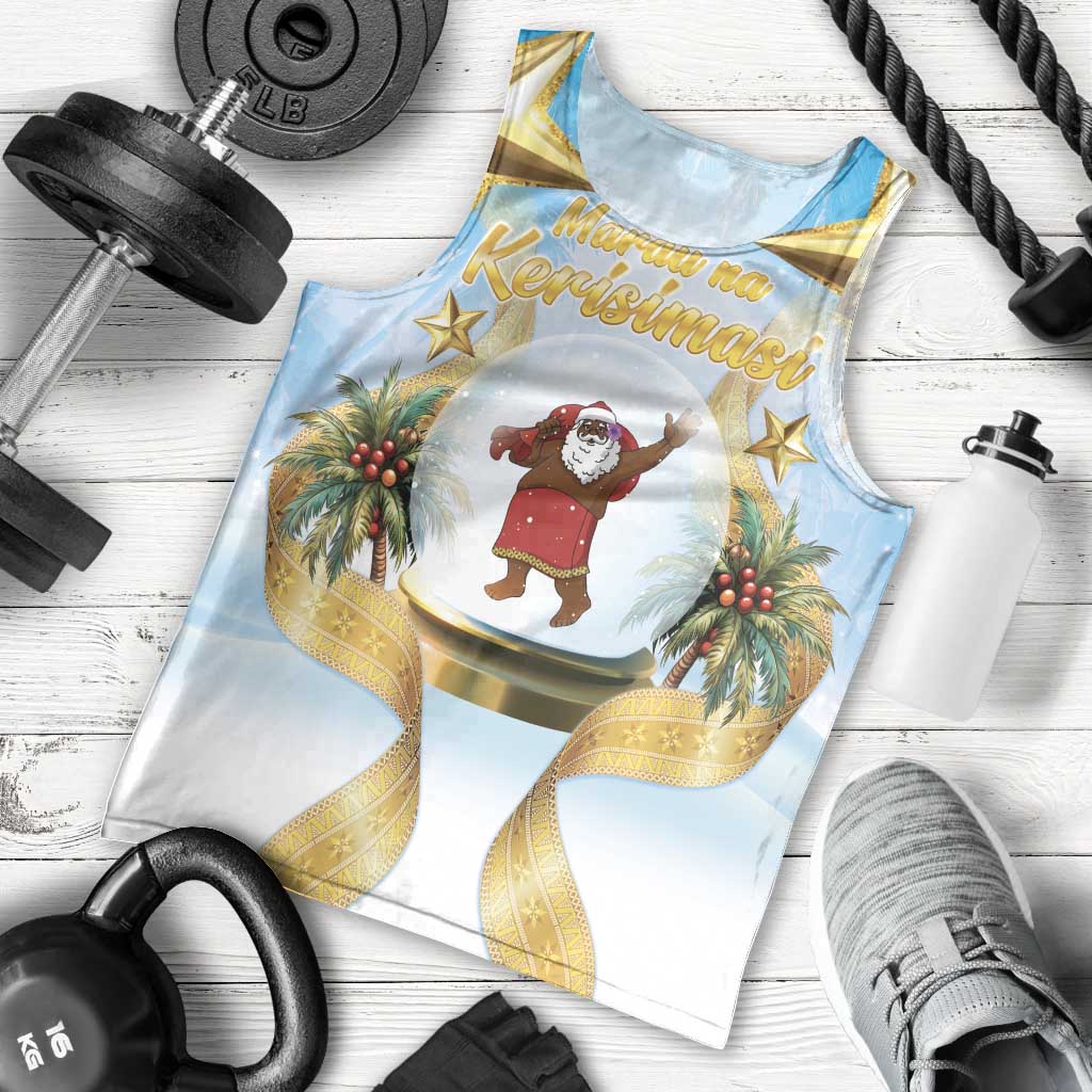 Fiji Christmas Men Tank Top Snow Globe With Fijian Santa LT05 - Polynesian Pride