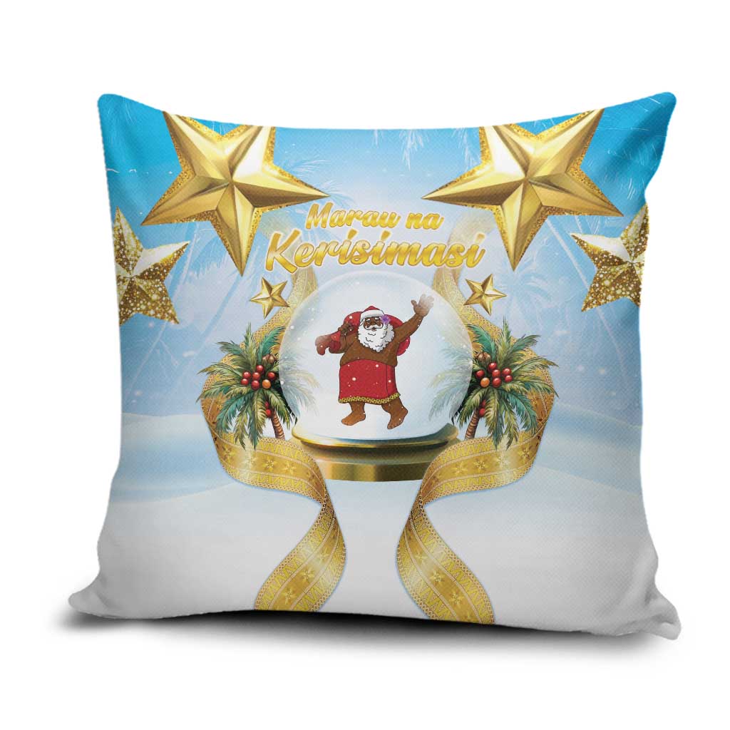 Fiji Christmas Pillow Cover Snow Globe With Fijian Santa LT05 Blue - Polynesian Pride