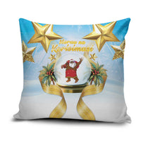Fiji Christmas Pillow Cover Snow Globe With Fijian Santa LT05 Blue - Polynesian Pride