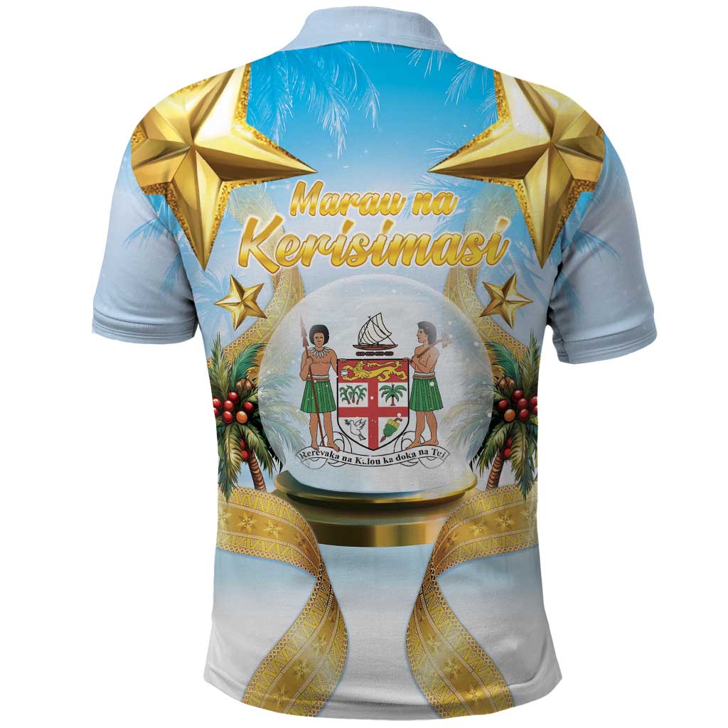 Fiji Christmas Polo Shirt Snow Globe With Fijian Santa LT05 - Polynesian Pride