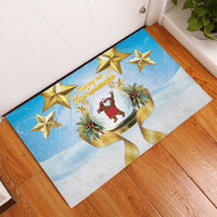 Fiji Christmas Rubber Doormat Snow Globe With Fijian Santa LT05 - Polynesian Pride