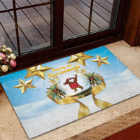 Fiji Christmas Rubber Doormat Snow Globe With Fijian Santa LT05 - Polynesian Pride