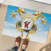 Fiji Christmas Rubber Doormat Snow Globe With Fijian Santa LT05 - Polynesian Pride