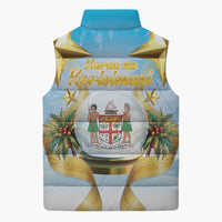 Fiji Christmas Sleeveless Puffer Jacket Snow Globe With Fijian Santa LT05 - Polynesian Pride