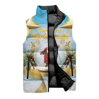 Fiji Christmas Sleeveless Puffer Jacket Snow Globe With Fijian Santa LT05 - Polynesian Pride