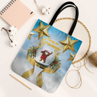 Fiji Christmas Tote Bag Snow Globe With Fijian Santa LT05 One Size Blue - Polynesian Pride