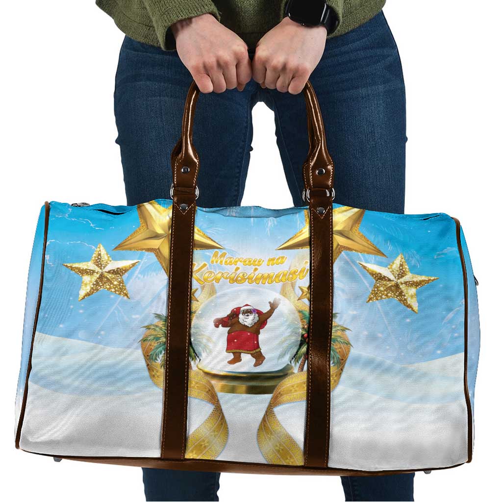 Fiji Christmas Travel Bag Snow Globe With Fijian Santa LT05 Blue - Polynesian Pride