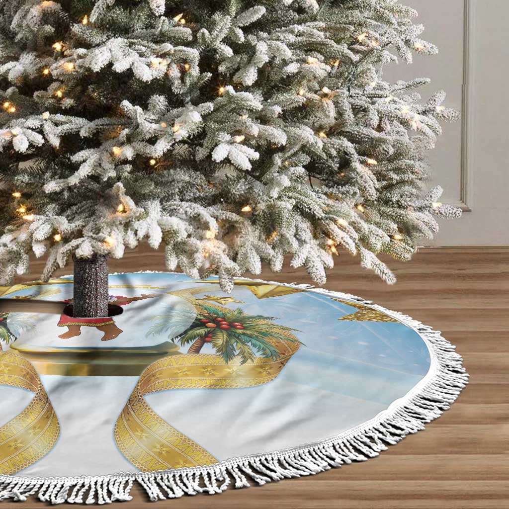 Fiji Christmas Tree Skirt Snow Globe With Fijian Santa LT05 - Polynesian Pride