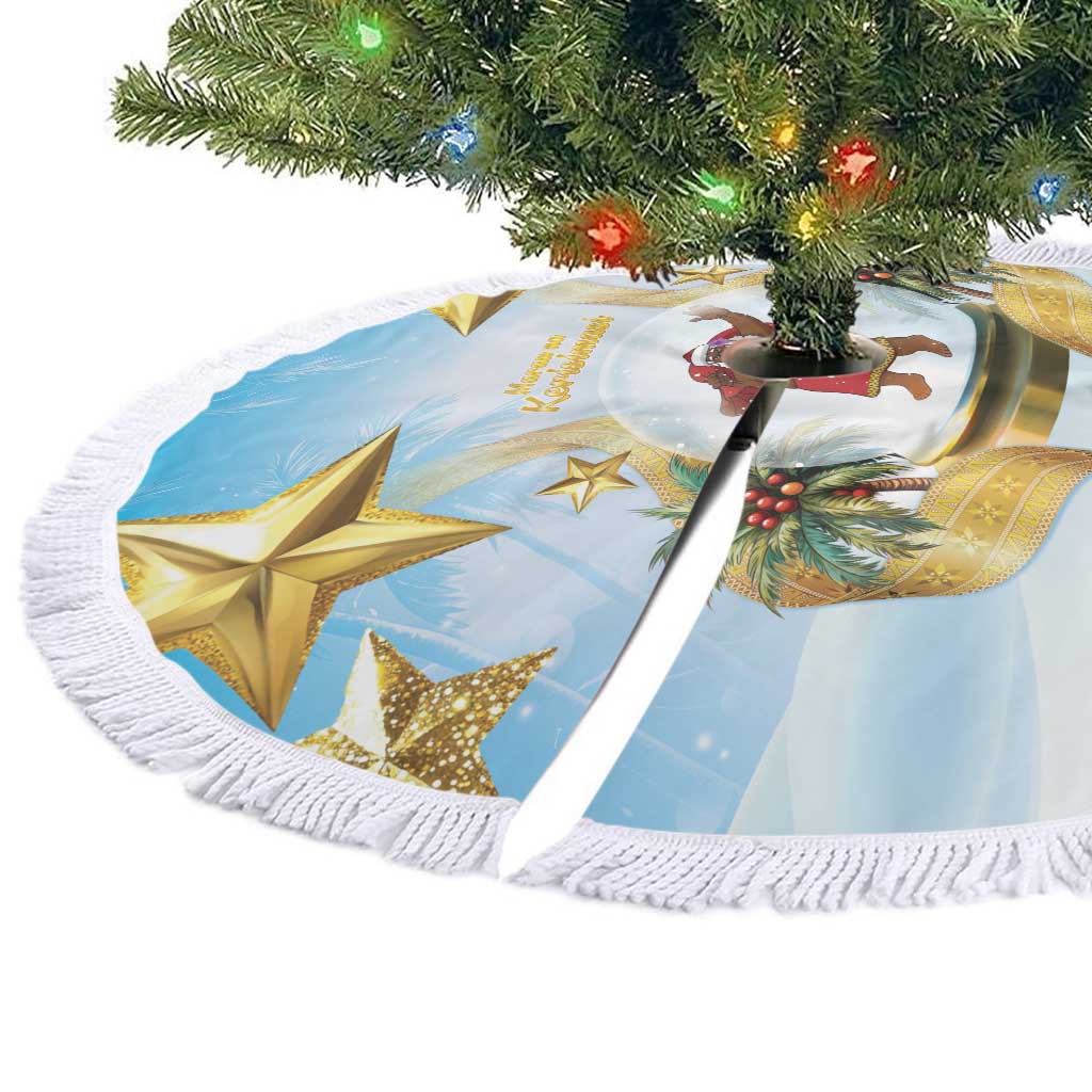 Fiji Christmas Tree Skirt Snow Globe With Fijian Santa LT05 - Polynesian Pride