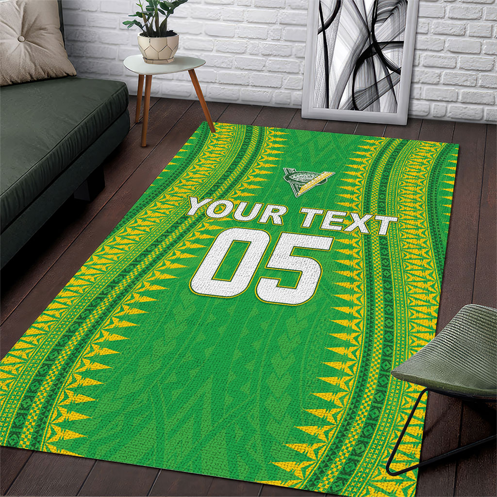Cook Islands Rugby Custom Area Rug Kuki Tribal Pattern Green Version LT05 Green - Polynesian Pride