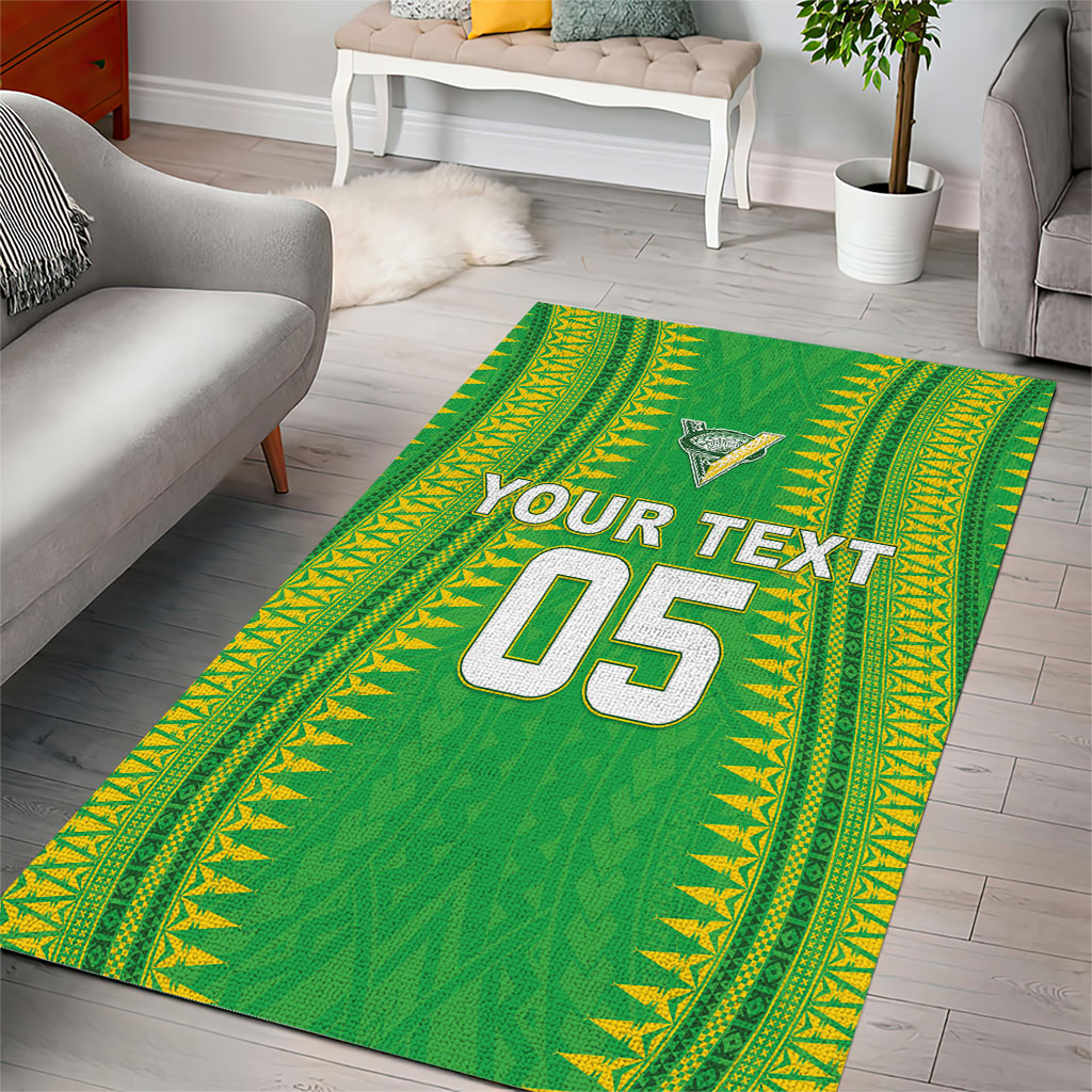Cook Islands Rugby Custom Area Rug Kuki Tribal Pattern Green Version LT05 - Polynesian Pride
