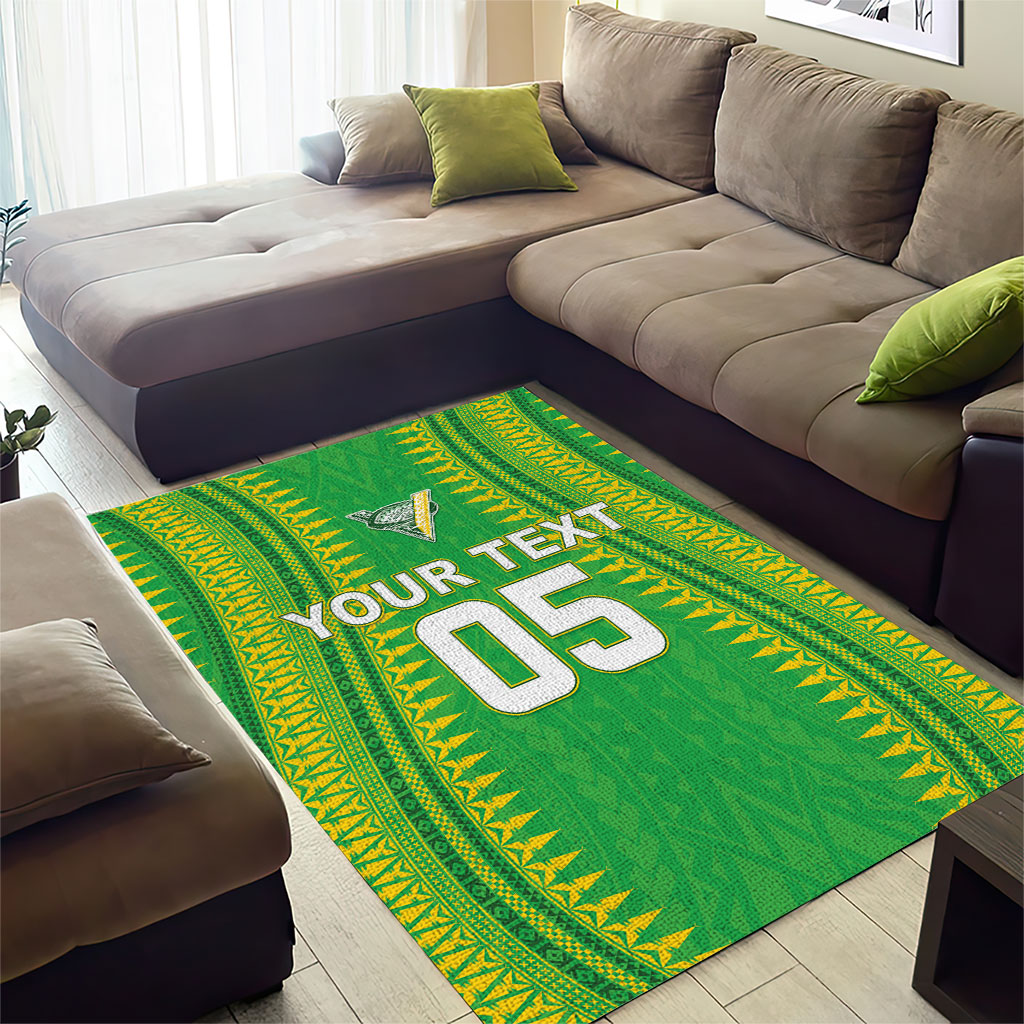 Cook Islands Rugby Custom Area Rug Kuki Tribal Pattern Green Version LT05 - Polynesian Pride