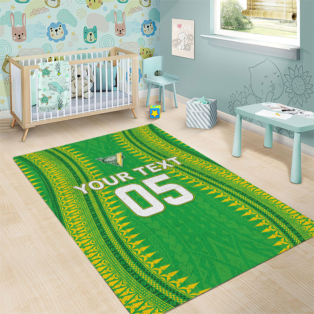 Cook Islands Rugby Custom Area Rug Kuki Tribal Pattern Green Version LT05 - Polynesian Pride
