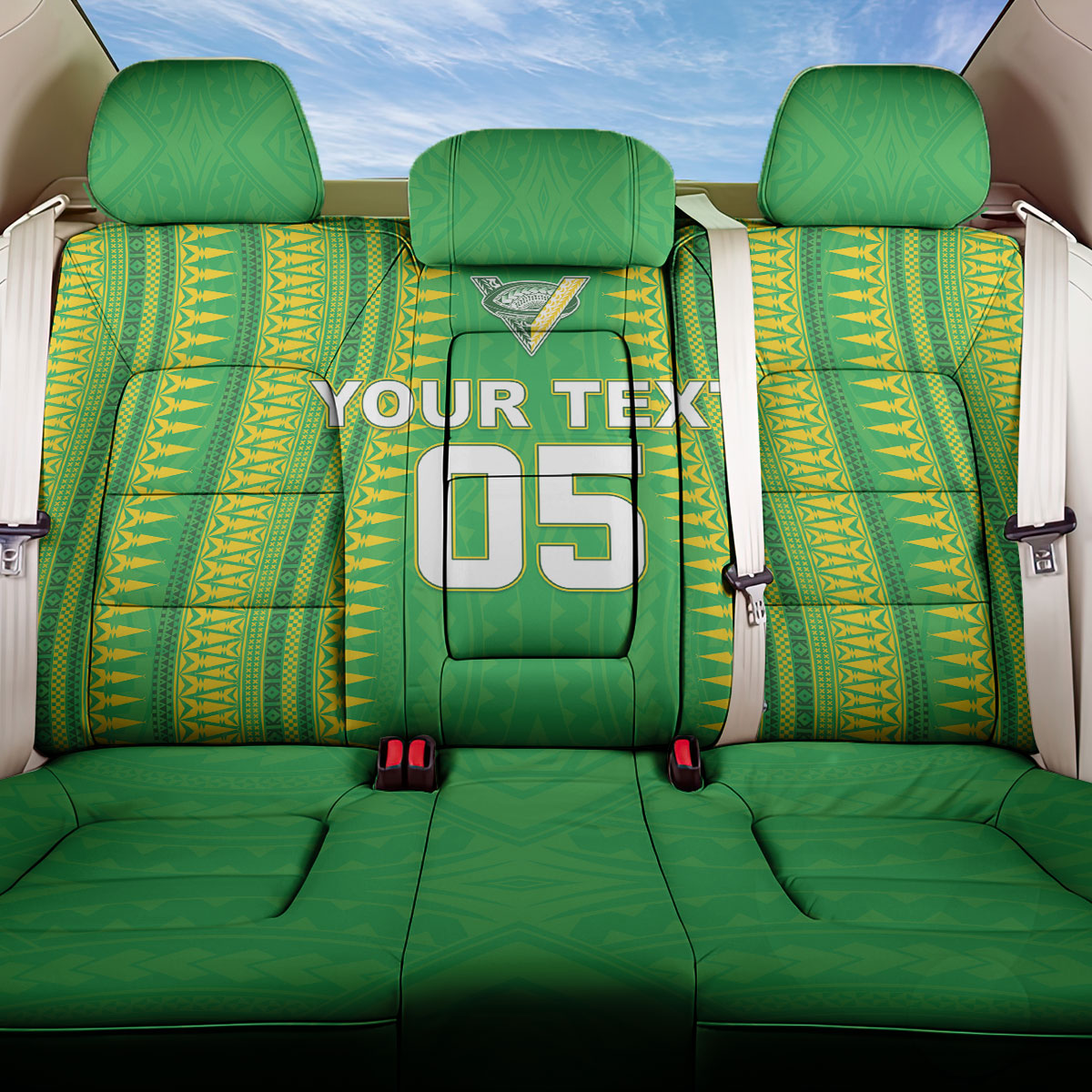 Cook Islands Rugby Custom Back Car Seat Cover Kuki Tribal Pattern Green Version LT05 One Size Green - Polynesian Pride