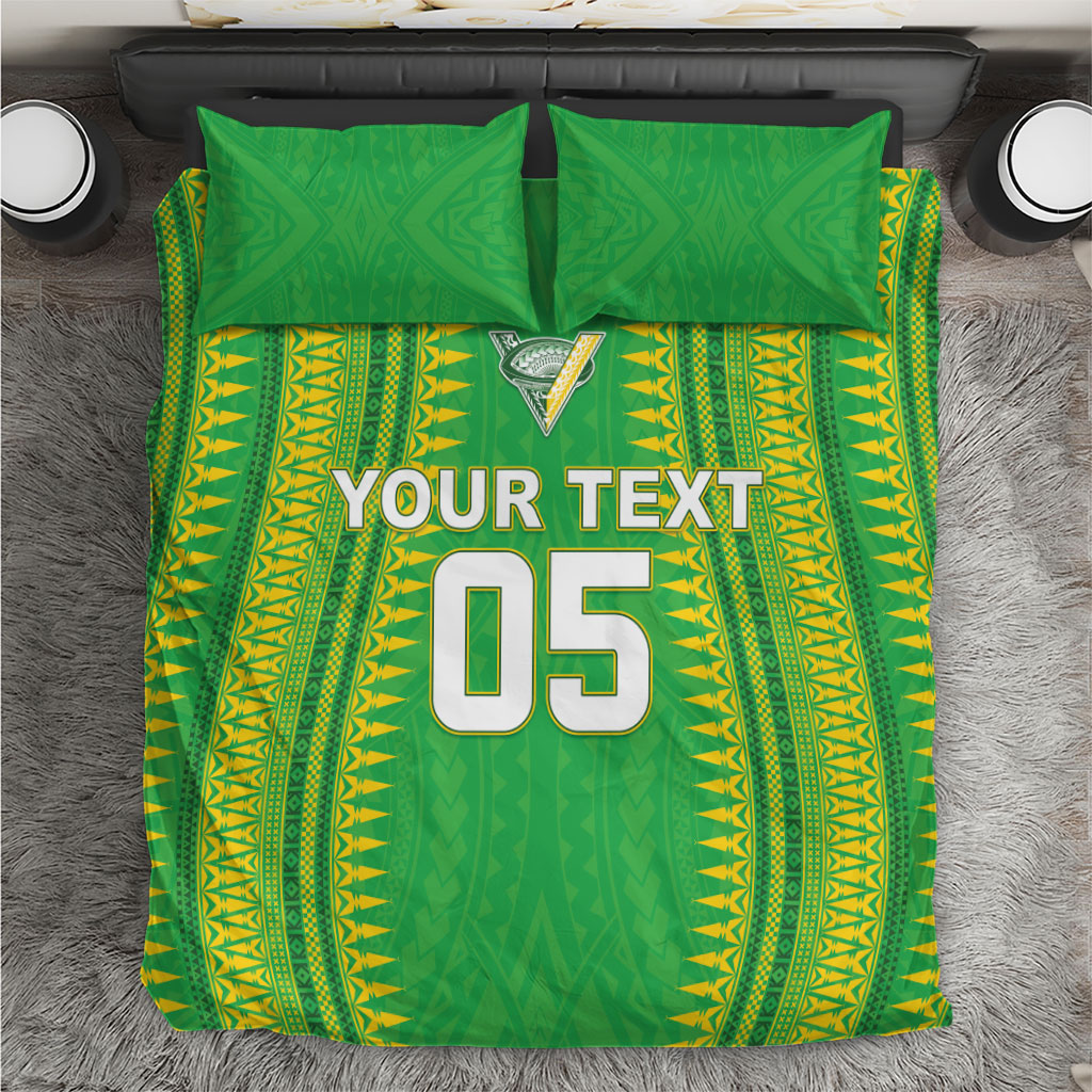 Cook Islands Rugby Custom Bedding Set Kuki Tribal Pattern Green Version LT05 Green - Polynesian Pride
