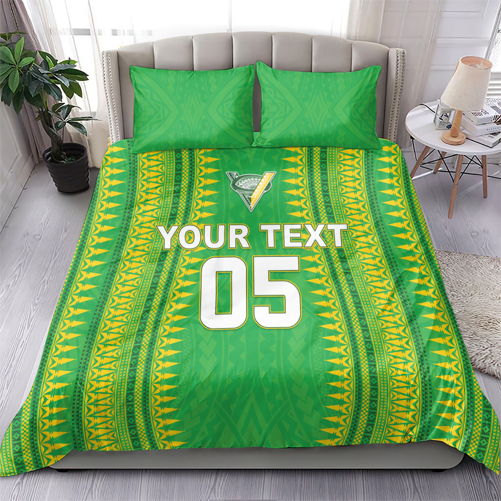 Cook Islands Rugby Custom Bedding Set Kuki Tribal Pattern Green Version LT05 - Polynesian Pride