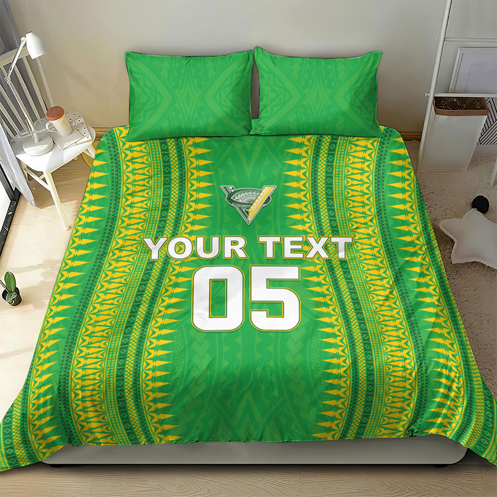 Cook Islands Rugby Custom Bedding Set Kuki Tribal Pattern Green Version LT05 - Polynesian Pride