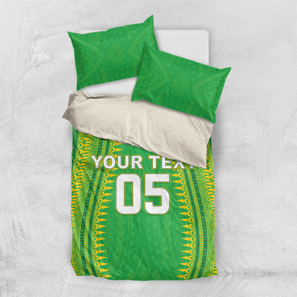 Cook Islands Rugby Custom Bedding Set Kuki Tribal Pattern Green Version LT05 US Twin 172cm x 218cm Green - Polynesian Pride