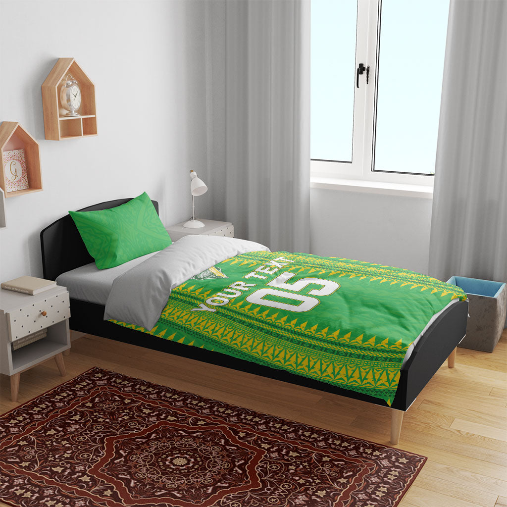 Cook Islands Rugby Custom Bedding Set Kuki Tribal Pattern Green Version LT05 - Polynesian Pride