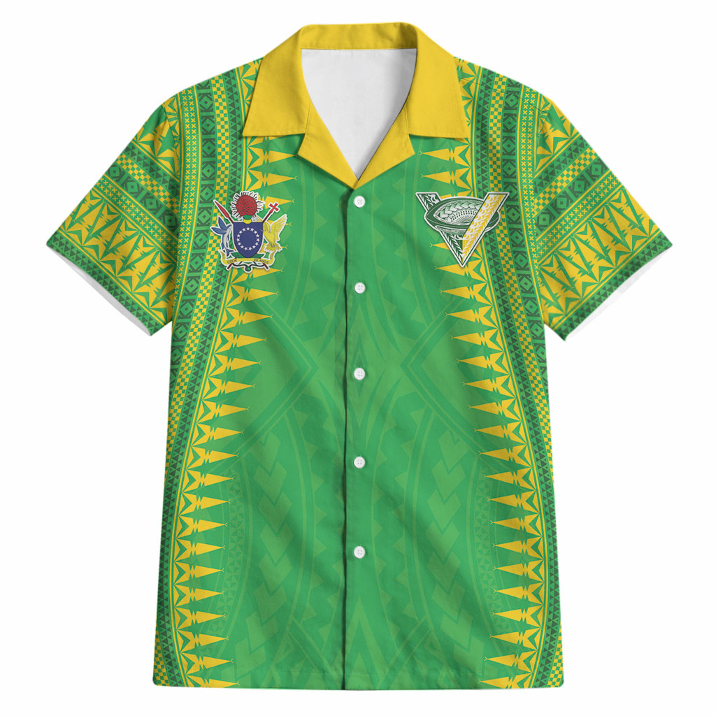 Cook Islands Rugby Custom Hawaiian Shirt Kuki Tribal Pattern Green Version LT05 Green - Polynesian Pride