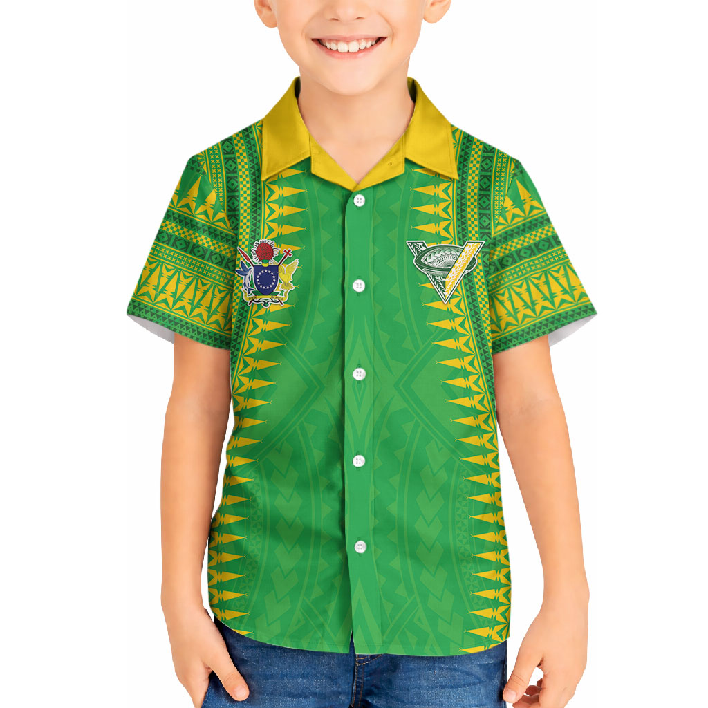 Cook Islands Rugby Custom Hawaiian Shirt Kuki Tribal Pattern Green Version LT05 - Polynesian Pride