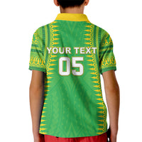 Cook Islands Rugby Custom Kid Polo Shirt Kuki Tribal Pattern Green Version LT05 - Polynesian Pride