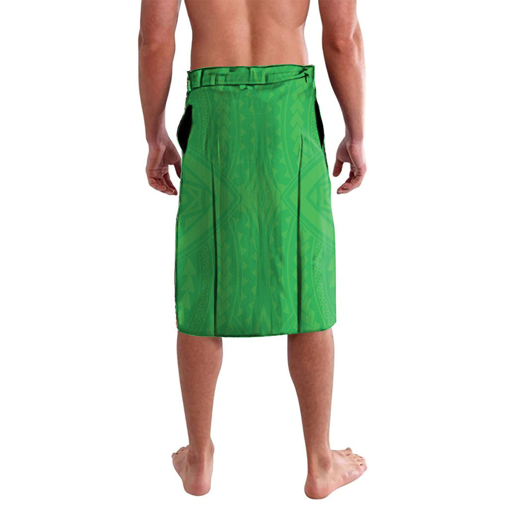 Cook Islands Rugby Custom Lavalava Kuki Tribal Pattern Green Version LT05 - Polynesian Pride