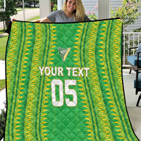 Cook Islands Rugby Custom Quilt Kuki Tribal Pattern Green Version LT05 Green - Polynesian Pride