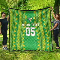 Cook Islands Rugby Custom Quilt Kuki Tribal Pattern Green Version LT05 - Polynesian Pride