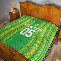 Cook Islands Rugby Custom Quilt Kuki Tribal Pattern Green Version LT05 - Polynesian Pride