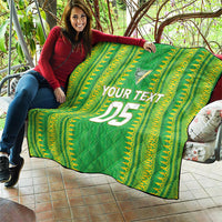 Cook Islands Rugby Custom Quilt Kuki Tribal Pattern Green Version LT05 - Polynesian Pride