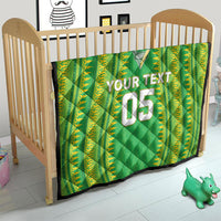 Cook Islands Rugby Custom Quilt Kuki Tribal Pattern Green Version LT05 - Polynesian Pride