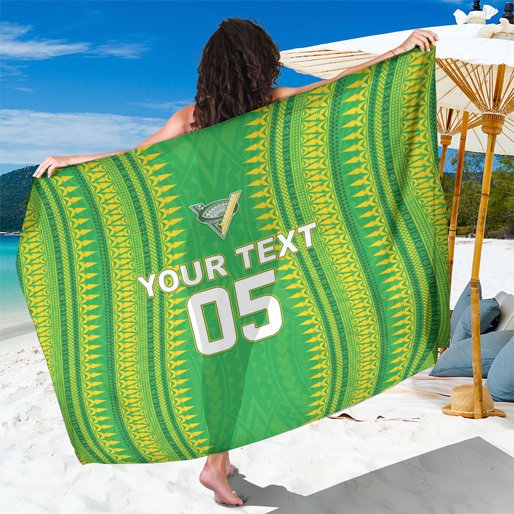 Cook Islands Rugby Custom Sarong Kuki Tribal Pattern Green Version LT05 One Size 44 x 66 inches Green - Polynesian Pride