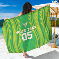 Cook Islands Rugby Custom Sarong Kuki Tribal Pattern Green Version LT05 One Size 44 x 66 inches Green - Polynesian Pride