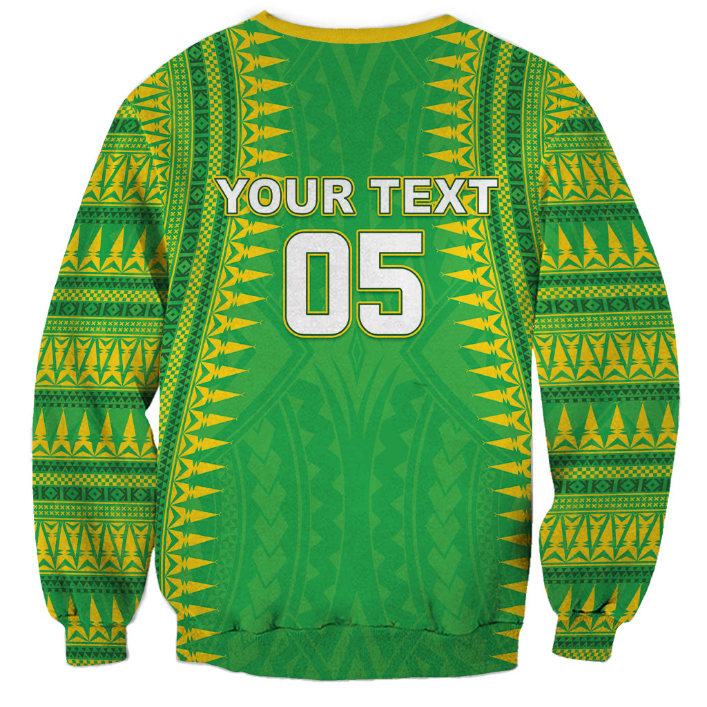 Cook Islands Rugby Custom Sweatshirt Kuki Tribal Pattern Green Version LT05 - Polynesian Pride
