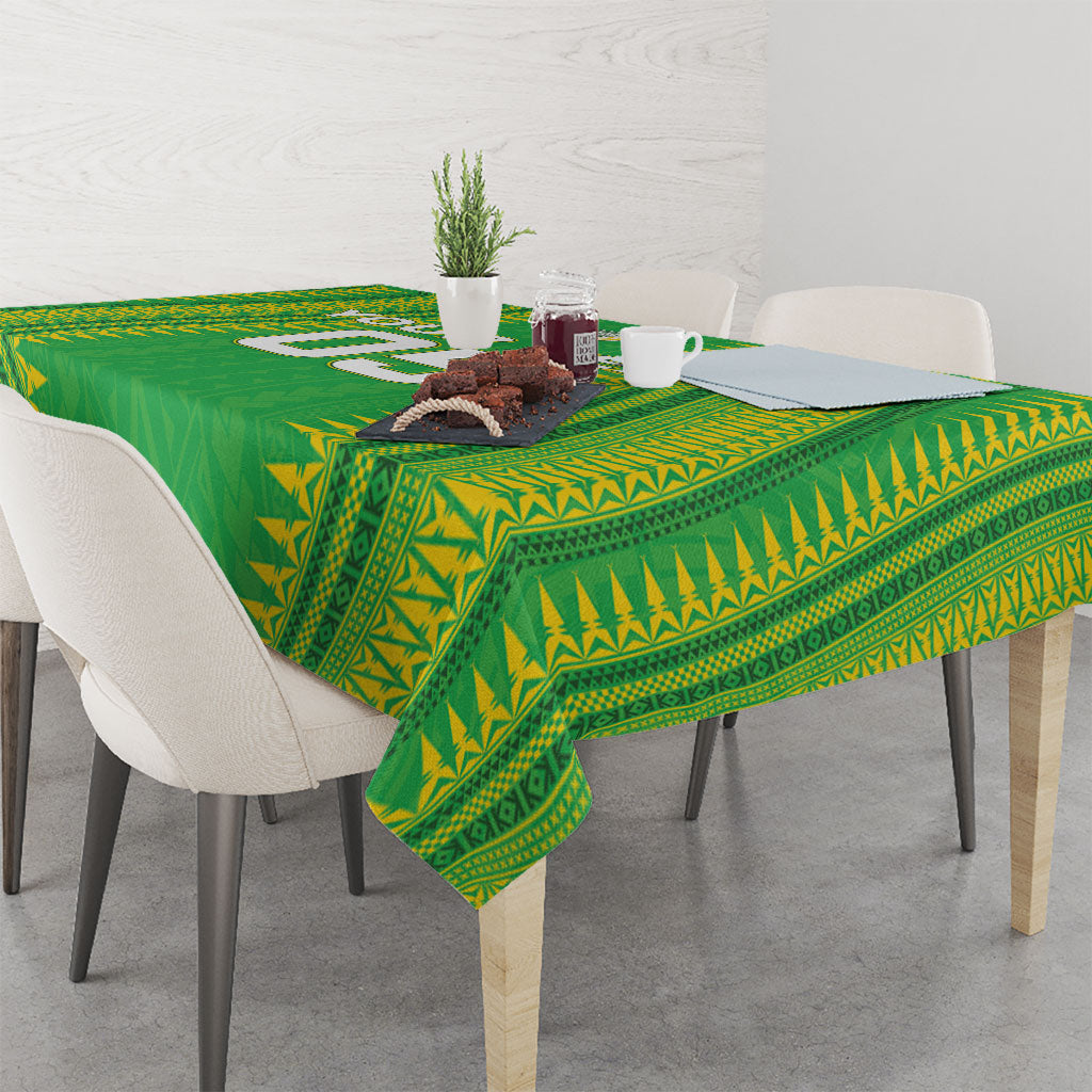 Cook Islands Rugby Custom Tablecloth Kuki Tribal Pattern Green Version LT05 - Polynesian Pride