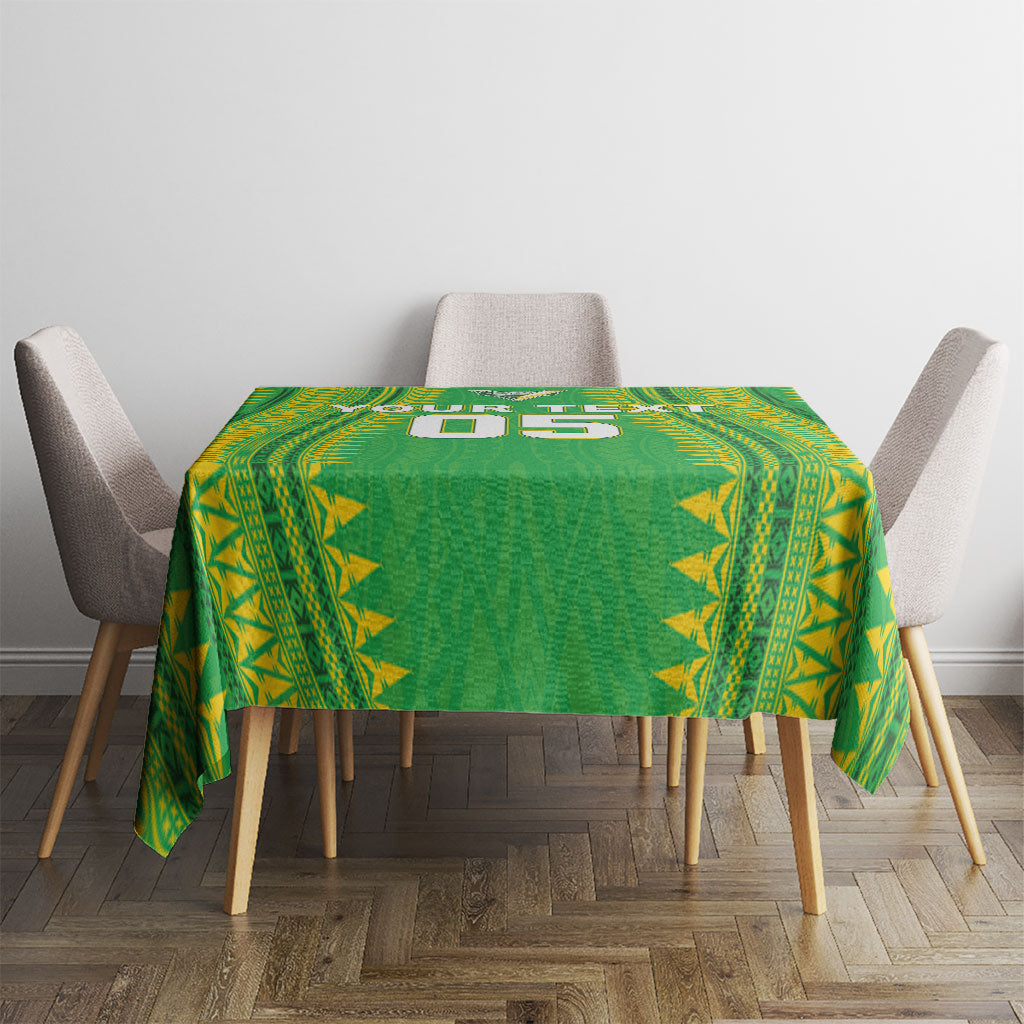 Cook Islands Rugby Custom Tablecloth Kuki Tribal Pattern Green Version LT05 - Polynesian Pride
