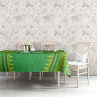 Cook Islands Rugby Custom Tablecloth Kuki Tribal Pattern Green Version LT05 - Polynesian Pride