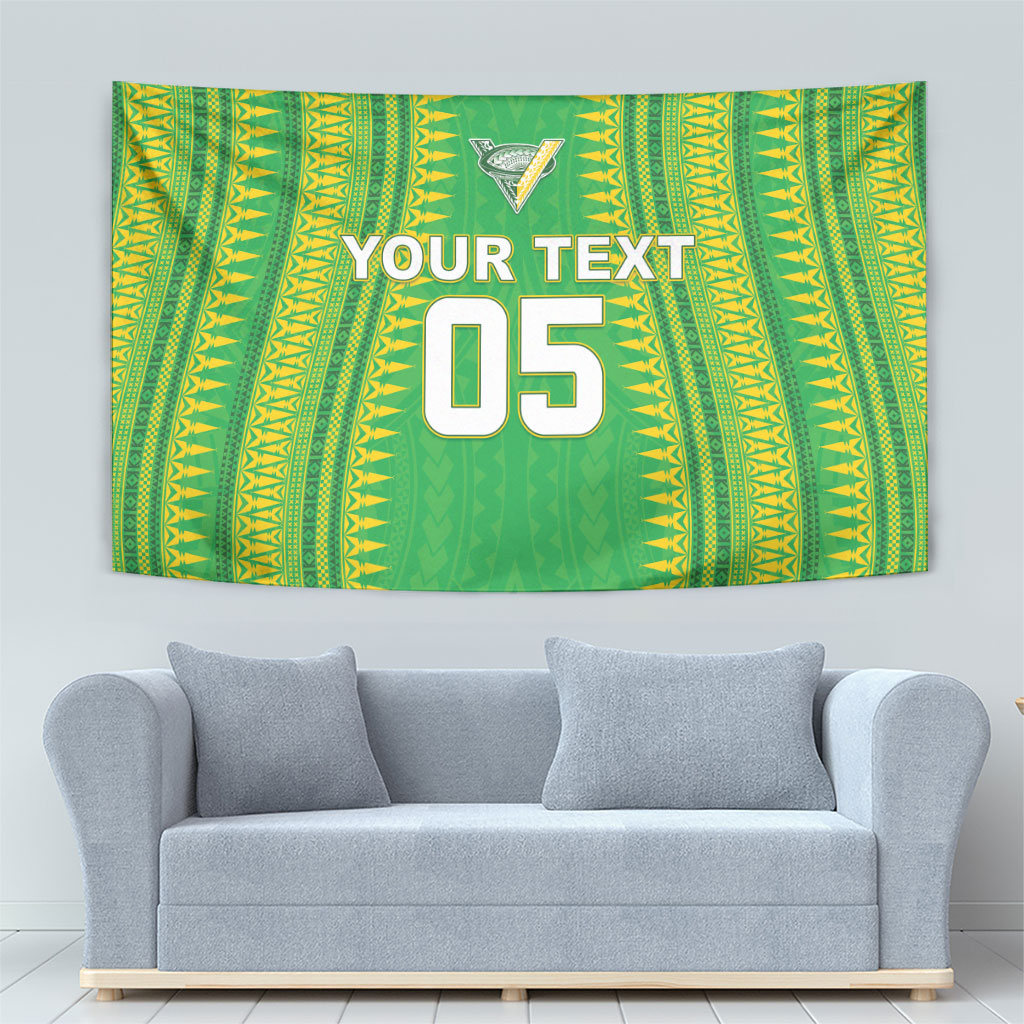 Cook Islands Rugby Custom Tapestry Kuki Tribal Pattern Green Version LT05 - Polynesian Pride