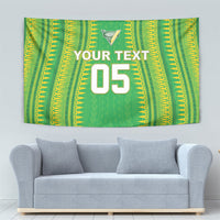 Cook Islands Rugby Custom Tapestry Kuki Tribal Pattern Green Version LT05 - Polynesian Pride