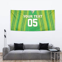 Cook Islands Rugby Custom Tapestry Kuki Tribal Pattern Green Version LT05 - Polynesian Pride