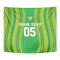 Cook Islands Rugby Custom Tapestry Kuki Tribal Pattern Green Version LT05 - Polynesian Pride