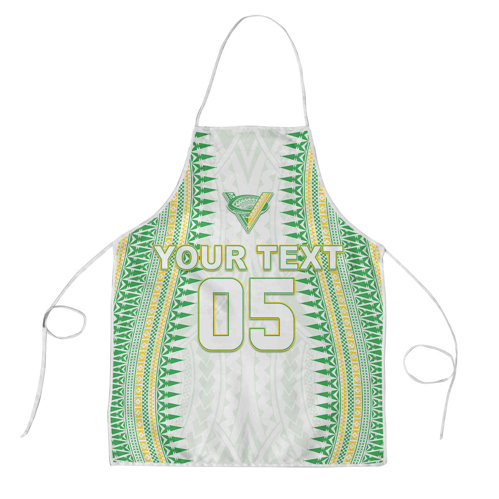 Cook Islands Rugby Custom Apron Kuki Tribal Pattern White Version LT05 White - Polynesian Pride