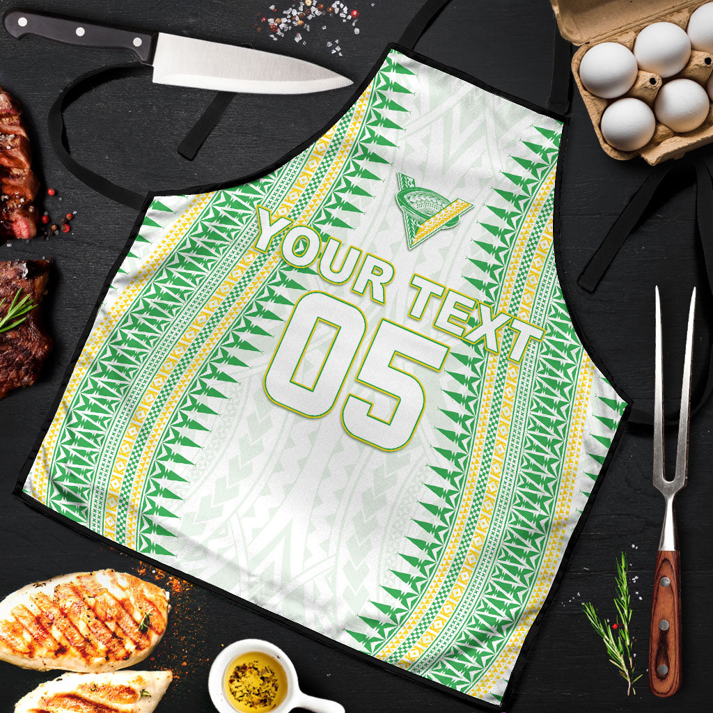 Cook Islands Rugby Custom Apron Kuki Tribal Pattern White Version LT05 White - Polynesian Pride