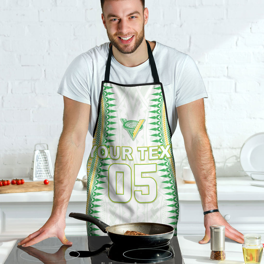 Cook Islands Rugby Custom Apron Kuki Tribal Pattern White Version LT05 - Polynesian Pride