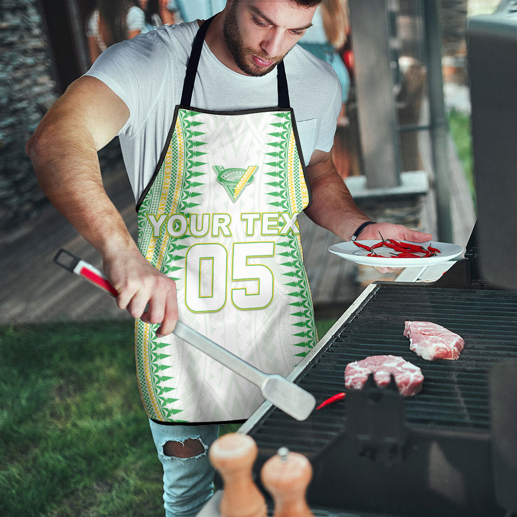 Cook Islands Rugby Custom Apron Kuki Tribal Pattern White Version LT05 - Polynesian Pride