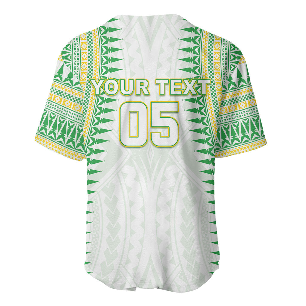 Cook Islands Rugby Custom Baseball Jersey Kuki Tribal Pattern White Version LT05 - Polynesian Pride