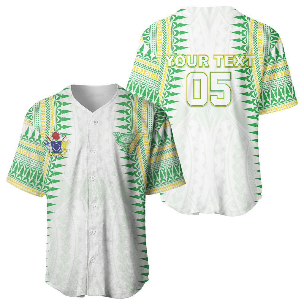 Cook Islands Rugby Custom Baseball Jersey Kuki Tribal Pattern White Version LT05 - Polynesian Pride