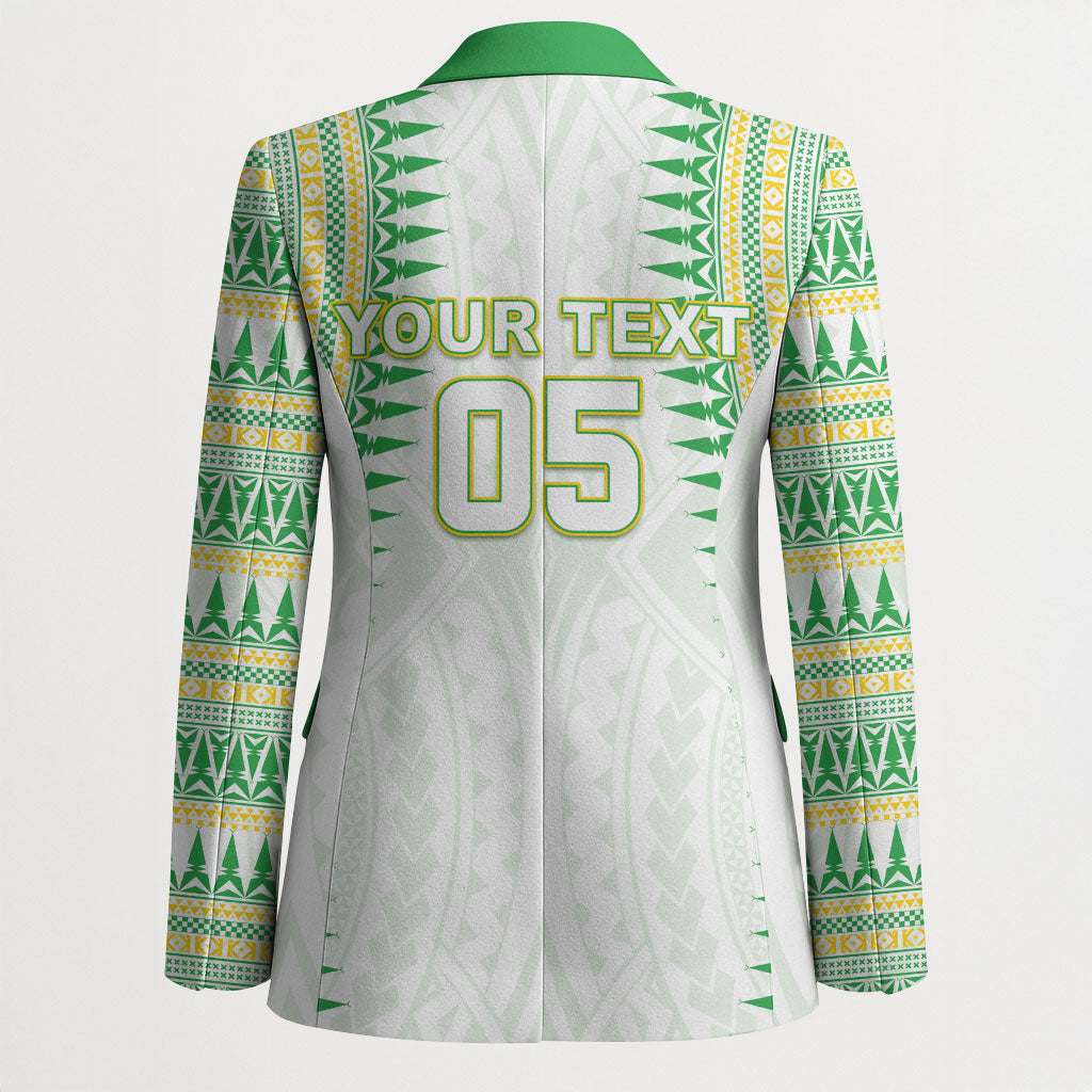 Cook Islands Rugby Custom Blazer Kuki Tribal Pattern White Version LT05 - Polynesian Pride